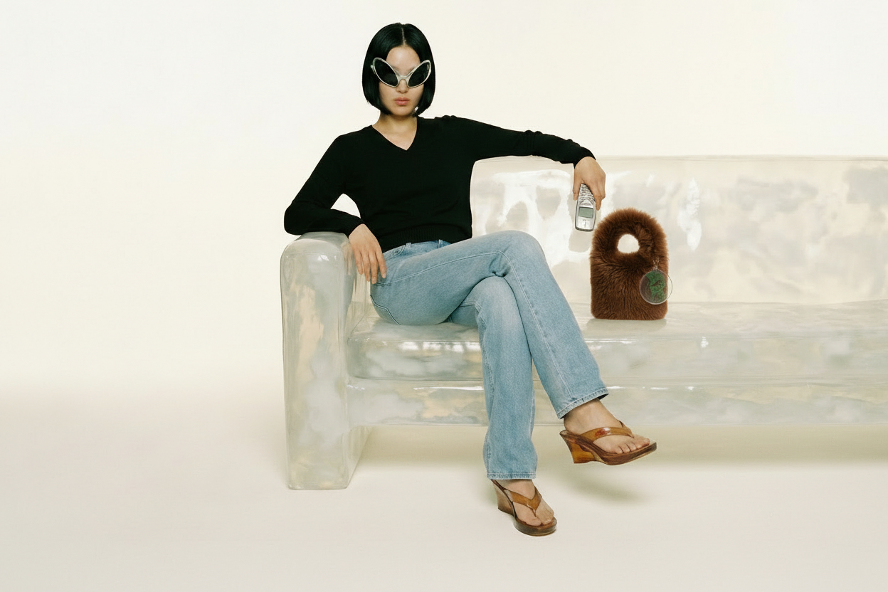 Shaggy Shearling Bucket Bag